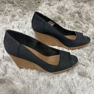Tom’s wedge dark denim  Peep Toe Shoes